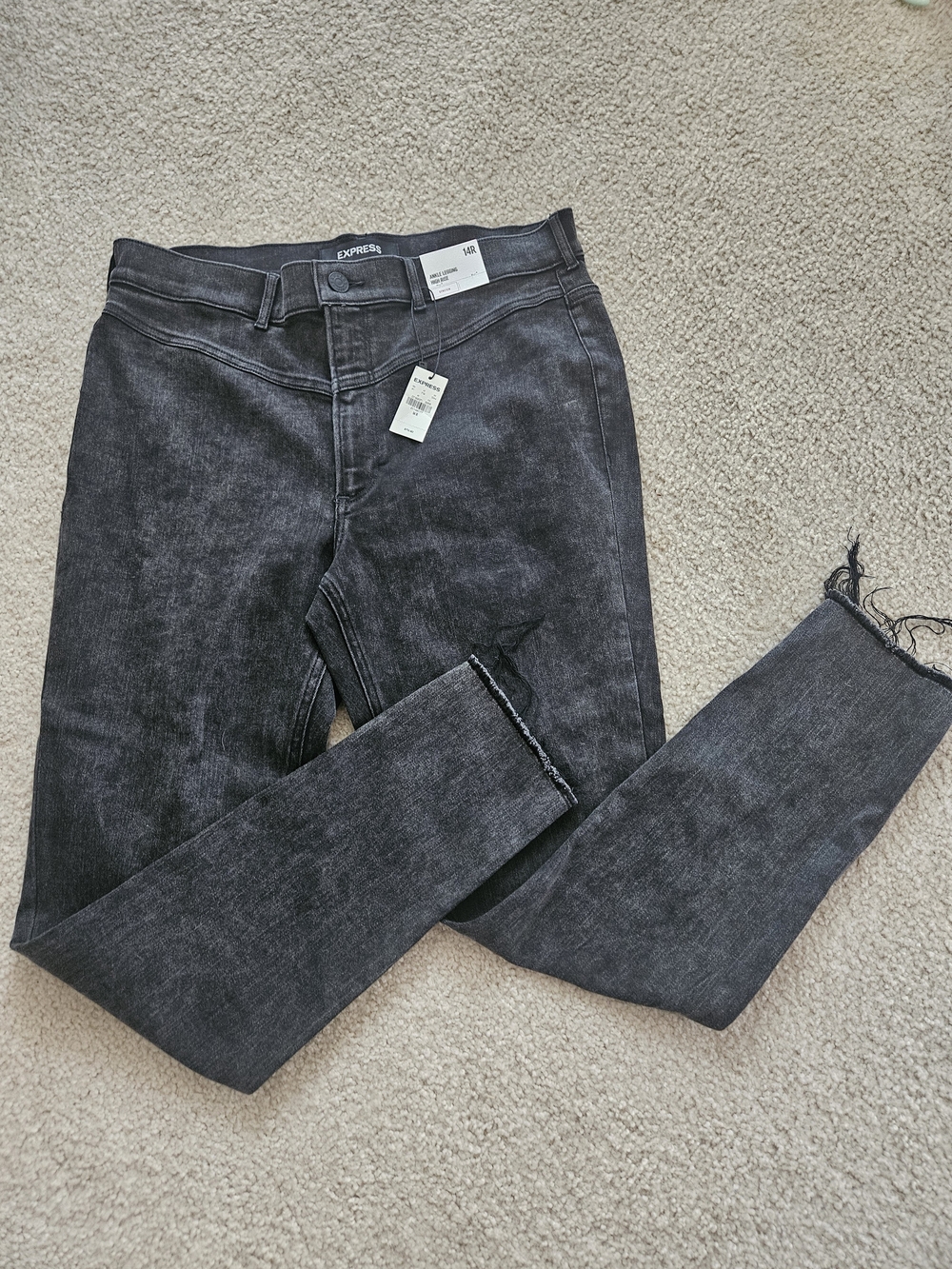 Express Black Acid Wash Ankle Skinny Jeans